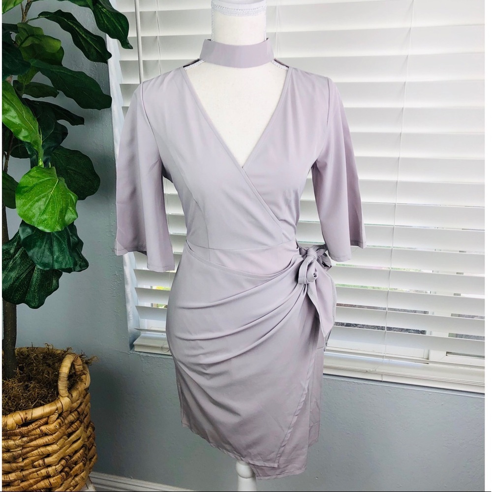 NWOT GREY ASYMMETRICAL TIGHT DRESS